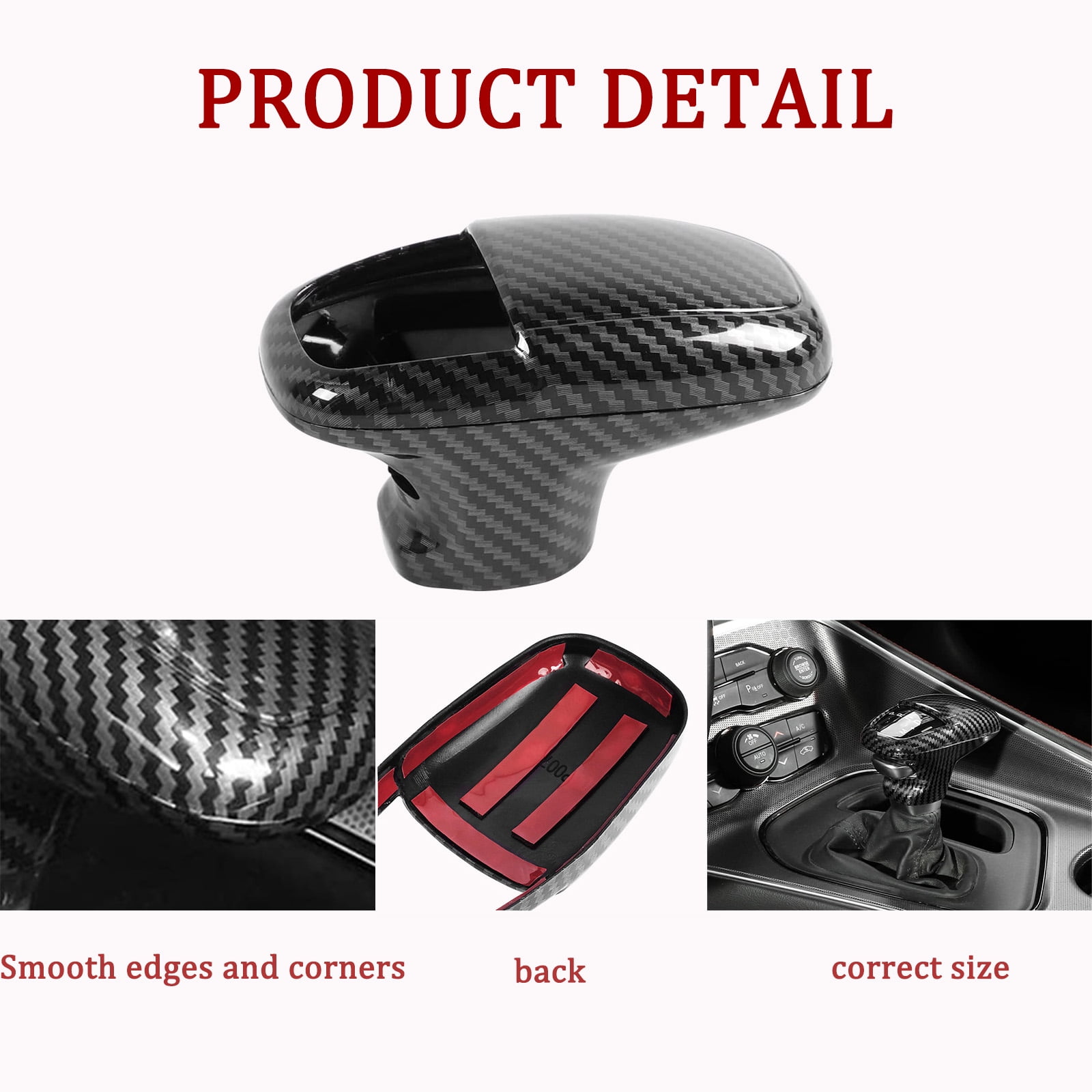 Gear Shift Knob Cover Car Shifter Protector Cover Interior Accessories For 2015-2022 Dodge Challenger Charger, 2018-2022 Dodge Durango-black
