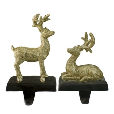 Northlight Reindeer Glittered Christmas Stocking Holders - 8.5" - Gold - Set of 2