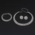 thumbnail image 4 of SmartBy 3 Pcs/Set Women Jewelry Set Rhinestone Double-layered Floral Decor Necklace Earrings Bracelet Set Adjustable Length Bride Wedding Jewelry for Prom Banquet, 4 of 6
