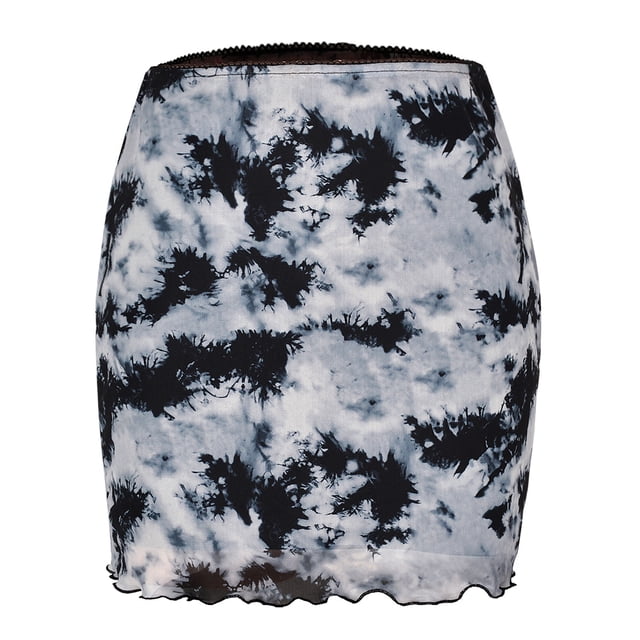 Gibobby ganchos para faldas con pinzas Imprimido malla alta falda de cintura doble capa Slim Pack faldas Hip Mini Sexy falda elegante(Negro, M)