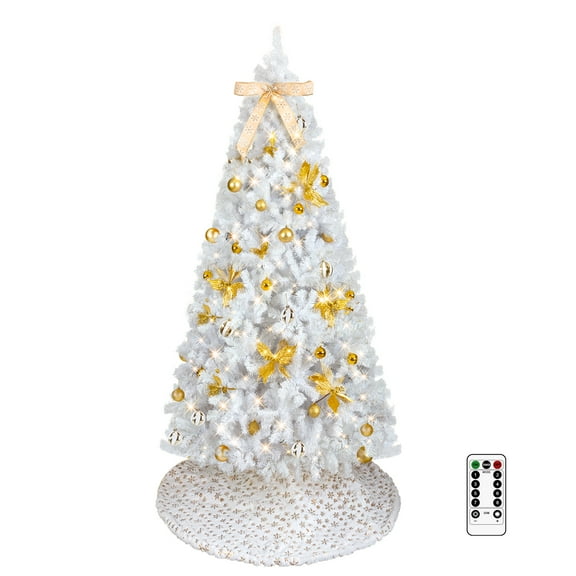 Zimtown 7.5ft Christmas Tree Artificial Christmas Tree PVC Tree for Holiday Decoration w/ 1600 Branches,Tree Skirt,400 LEDs,8 Modes