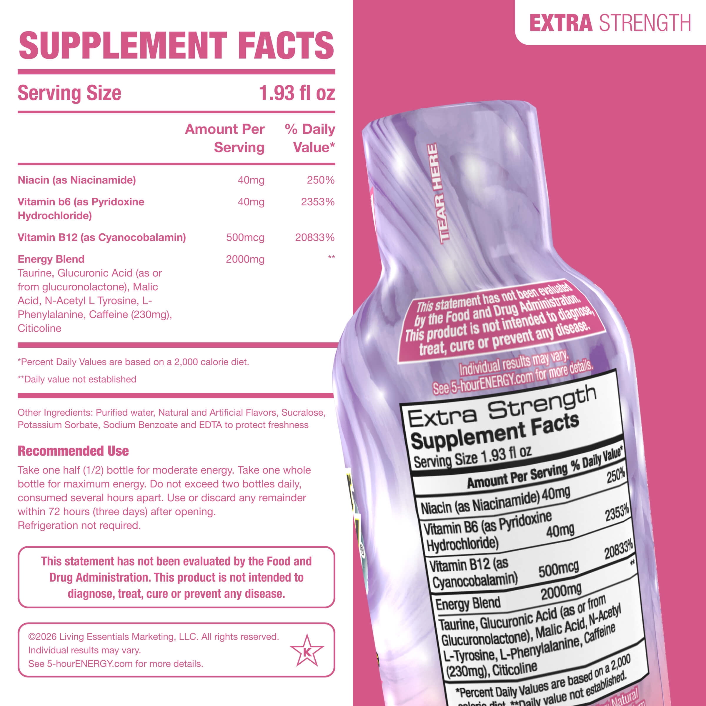 5-hour ENERGY Shot, Cotton Candy Flavor, 15 Count