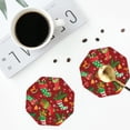 thumbnail image 4 of Honeii X-mas and New Year print Leather Coaster Set of 4, ideal for safeguarding your furniture from drinks spills and effortless cleanup-Octagon, 4 of 6