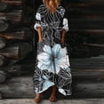 thumbnail image 1 of Heisall 2026 Printemps Été Bohème à Imprimé Floral Robe Maxi en Lin Col en V Manches Chauve-Souris Caftan Ample Robes avec Poches, 1 of 7
