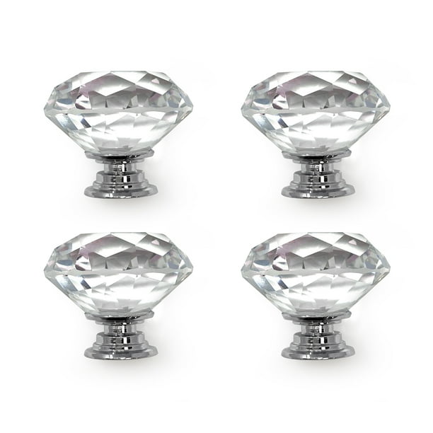 Isaac Jacobs Classic Round Shape (35 mm) Crystal Knobs Set of 4
