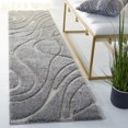 thumbnail image 3 of SAFAVIEH Florida Tamzen Abstract Shag Runner Rug, Light Grey/Ivory, 2'3" x 9', 3 of 9