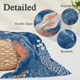 thumbnail image 4 of Ocean Whale Throw Pillow Covers Orange Blue Summer Sea Animal Corals Teal Wooden Decorative Lumbar Pillow Cover Rectangle Cushion Case for Sofa Couch Bed Living Room Bedroom 20 X 30 Inches, 4 of 9
