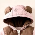 thumbnail image 6 of OJSFQUFP Baby Winter Hooded Snowsuit Cute Bear Ear Padded Jumpsuit Color Block Cartoon Print Warm for Boys Girls, 6 of 6