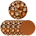 thumbnail image 2 of Dog Paw Print 6PCS Microfiber Leather Round Car Coasters - Set of 6 Drink Mats for Car Cup Holders, 11x11 cm/4.3x4.3 inches, Absorbent Auto Accessories, 2 of 6