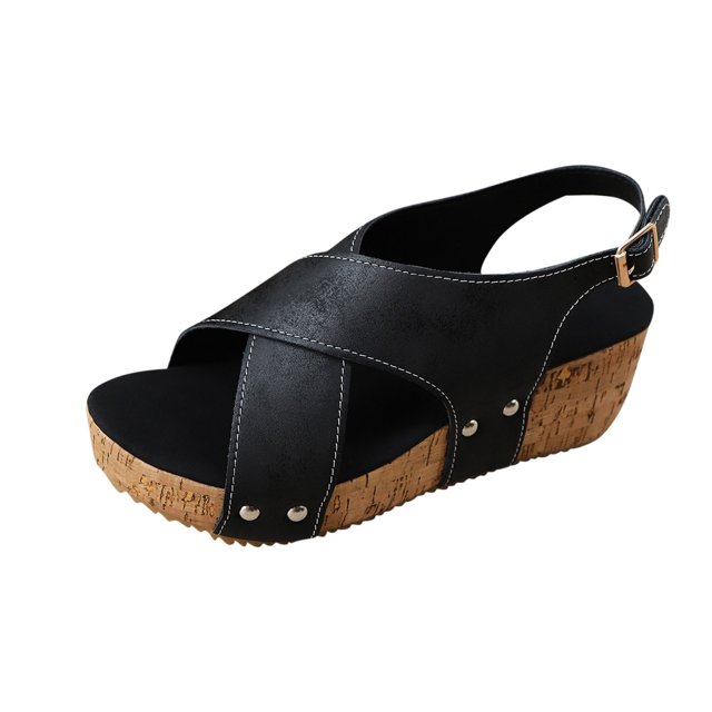 VEKDONE Sandales Confortables pour Femmes Mode Femmes Décontractées Bout Rond Sandales Confort Plage Chaussures Décontractées