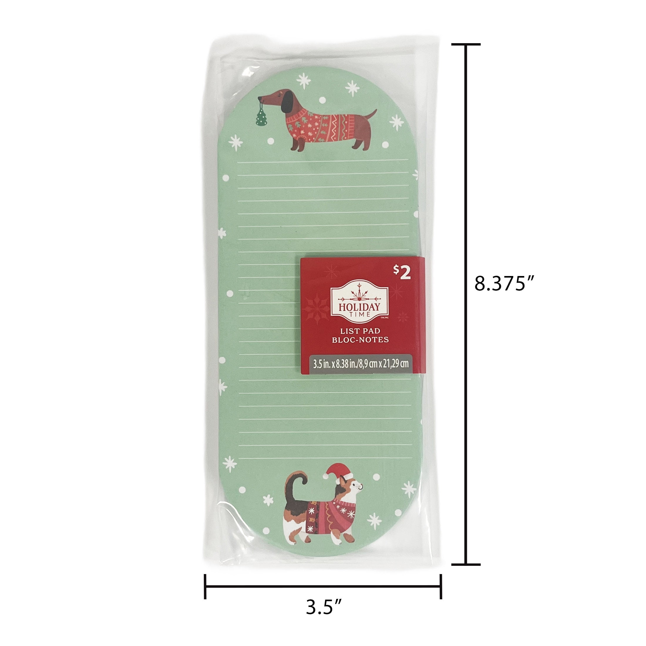 Holiday Time Green Pets Christmas Paper List Pad, Party Favors