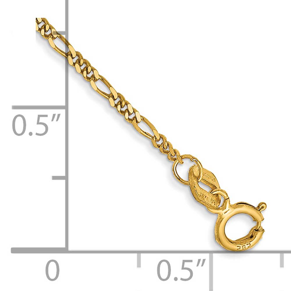 Primal Gold 14 Karat Yellow Gold 1.25mm Flat Figaro Chain Anklet