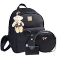 thumbnail image 1 of K.E.J. Mini mochila de cuero Bowknot, 3 piezas, lindo bolso pequeño para mujer y mujer, 1 of 5