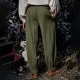 thumbnail image 5 of Inleife Men's Vintage Gothic Loose Pants Button Fly High Waist Solid Color Relaxed Trousers with Gathered Cuffs & Pleated Details, Retro Medieval Style Casual Bottoms, 5 of 5