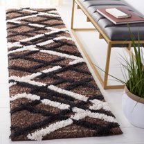 Safavieh Hi-Lo Proinsias Diamond Shag Runner Rug, Brown/Ivory Charcoal, 2'2" x 8'