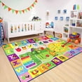 thumbnail image 3 of Lochas Kids Playmats Educational Fun Area Rugs Play Mat Soft Animal Learning Rugs Carpet for Children Room Bedroom Playroom,Green & Yellow,4x6 Feet, 3 of 7