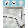 thumbnail image 4 of Quilts Queen Size Bedding Set, Blue Green Bohemia Lightweight Quilted Comforter, Vintage Abstract Boho Flowers Cream Soft Reversible Bedspread Coverlet with Pillow Covers for All Season, 90" x 96", 4 of 7