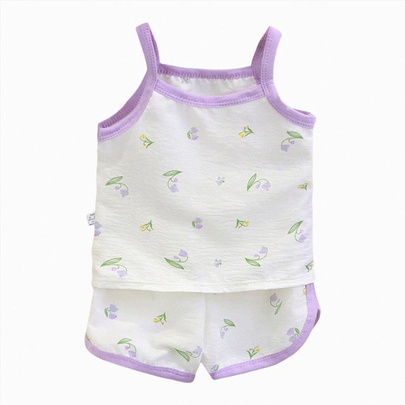 HCNTES Baby Girl Clothes Summer Clothes Toddler Baby Girl 6 12 18 Months 2T 3T 4T 5T Girls Outfits Printed Sleeveless Tank Top Shorts Set
