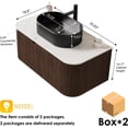 thumbnail image 2 of 36 inch Floating Bathroom Vanity with Sink, Natural Solid Wood Modern Bathroom Vanities with Ultra-Thin Ceramic Basin and Marble Top, Soft-Close Drawer, Pre-Assembled, Walnut with Black, 2 of 6