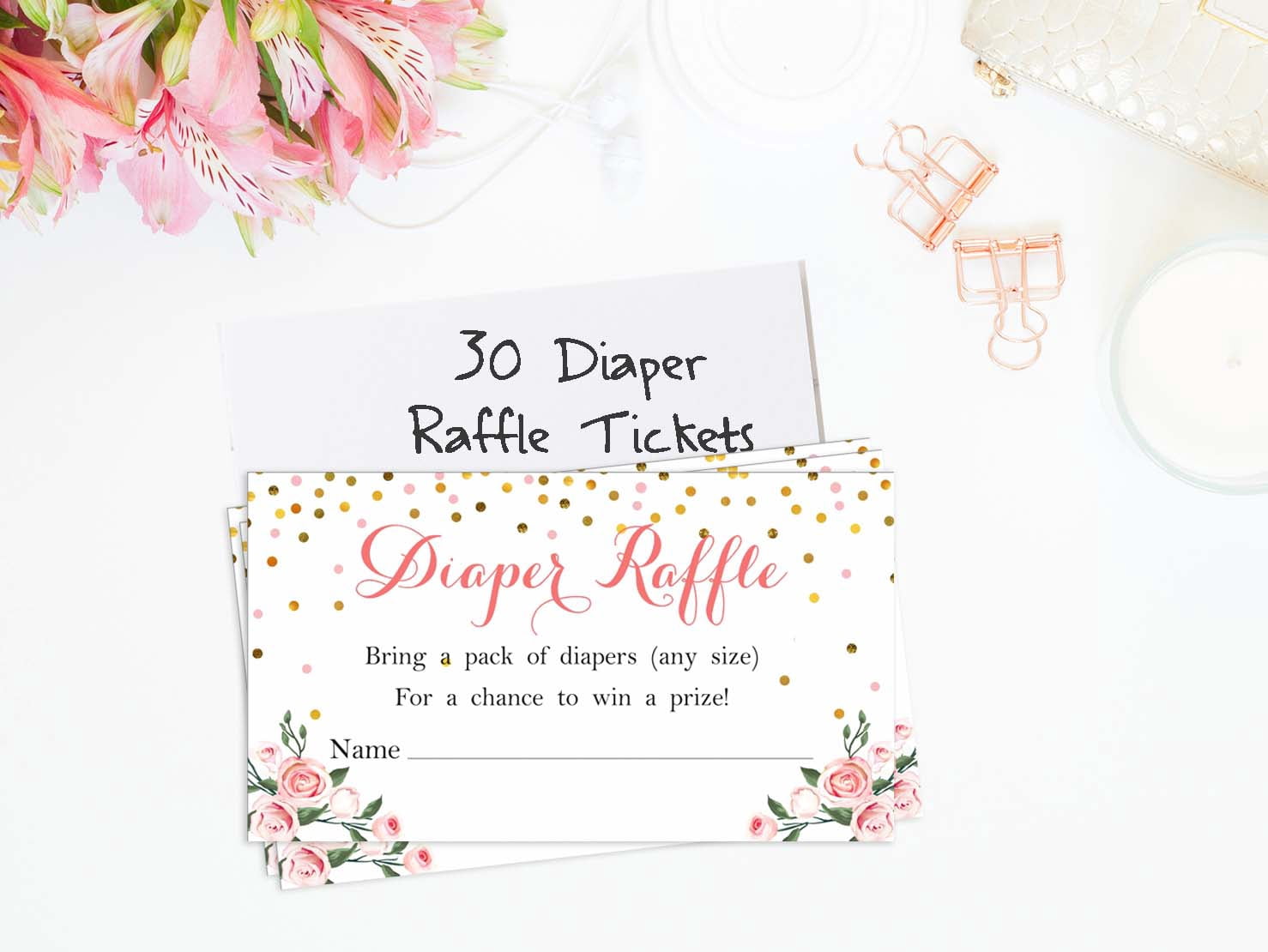 Inkdotpot 30Gender Reveal Baby ShowerDiaper Raffle Ticket Lottery Insert Cards Supplies Games For Baby Shower Party Bring A Pack Of Diapers To Win Favors Gifts And Prizes
