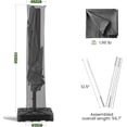 thumbnail image 4 of Terrace Umbrella Cover Waterproof UV Resistant Outdoor Cantilever Umbrella Cover with Zipper and Pole, gray, 4 of 6