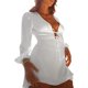 thumbnail image 5 of VISgogo Vestido casual de manga larga para mujer, a la moda, de color sólido, con cuello en V, sin espalda, vestido acampanado VISgogo  moda, 5 of 9