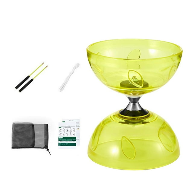 Daily Mix Store Diabolo Chinese Set Portable Large Triple Bearing with Stick, String & Net Bag, Soft Rubber Diabolo for Kids, Adults & Elderly