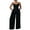 Black, variant on KOMOO Plus Size Women Wide Leg Jumpsuit Pleated High Waist Sleeveless Romper Sling Loose Overalls