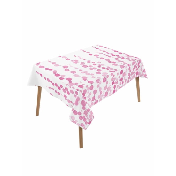 Pink Table Cloth, Waterproof Tablecloth for Rectangle Tables, Polka Dots Watercolor Abstract Art Reusable Washable Fabric Table Cover for Restaurant Kitchen Dining Tables 60"x84"