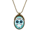 thumbnail image 1 of Ojos azules cráneo Mexico cultura nacional ilustración Collar Colgante Vintage de bronce antiguo de joyeria de lujo de regalo Unbranded M, 1 of 3