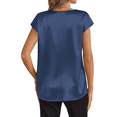 thumbnail image 5 of UVN Women Tops Summer Cap Short Sleeve Blouses Ladies V Neck Silk Satin Business Casual Shirts, 5 of 9