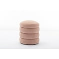 thumbnail image 3 of Round Velvet Ottoman Footrest - Soft Upholstered Stool Seat for Living Room, Bedroom, and Couch-Pink, 3 of 5