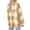 thumbnail image 4 of GuangCheng Womens Jackets Casual Winter Lapel Pocket Long Sleeve Plush Plaid Button Warm Jacket, 4 of 6