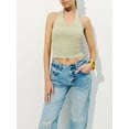 thumbnail image 2 of Opperiaya Women's Summer Knit Cami Tops Solid Color V Neck Backless Halter Neck Ribbed Crop Tops, 2 of 6