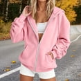 thumbnail image 2 of Iroehba Hoodies for Women Full Zip Hooded Relaxed Cut Jacket with Ruched Sleeves and Kangaroo Pockets, Soft Stretchy Long Sleeve Top for Daily Wear, 2 of 6