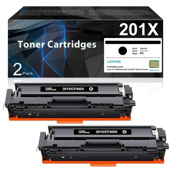 201X | CF400X High Print Each Toner Cartridge 2 Pack Black [3,300 pages] Compatible for Pro M252dw M252n M277n Printer, 201X Toner