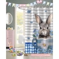 thumbnail image 2 of Easter Shower Curtain Bunny Flowers Teacup Shower Curtains for Bathroom Decor Blue Stripes Plaid Spring Bath Curtains Sets for Spring Easter Bathroom Decor Fabric Waterproof Small Stall 36" X 72", 2 of 5