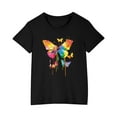 thumbnail image 3 of Feancey Girls' Graphic Tees Loose Fit Casual Short Sleeve Tops Dressy Trendy Print T-Shirts Oversized Crewneck Summer Blouse Black 9 Years, 3 of 7