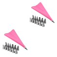 thumbnail image 4 of Decodeary 14 PCS/Set Silicone Pastry Bag Tips Kitchen DIY Icing Piping Cream Reusable 1 Pastry Bags +24 Nozzle Set Cake Decorating Tools pink 2Set, 4 of 6