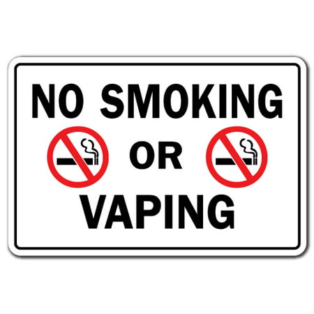 No Smoking Or Vaping Business Decal | Indoor/Outdoor | Funny Home Décor for Garages, Living Rooms, Bedroom, Offices | SignMission Drugs Cigarettes Vapor Smoke Rules Decalage Decal (Best Way To Clean Cigarette Smoke Off Walls)