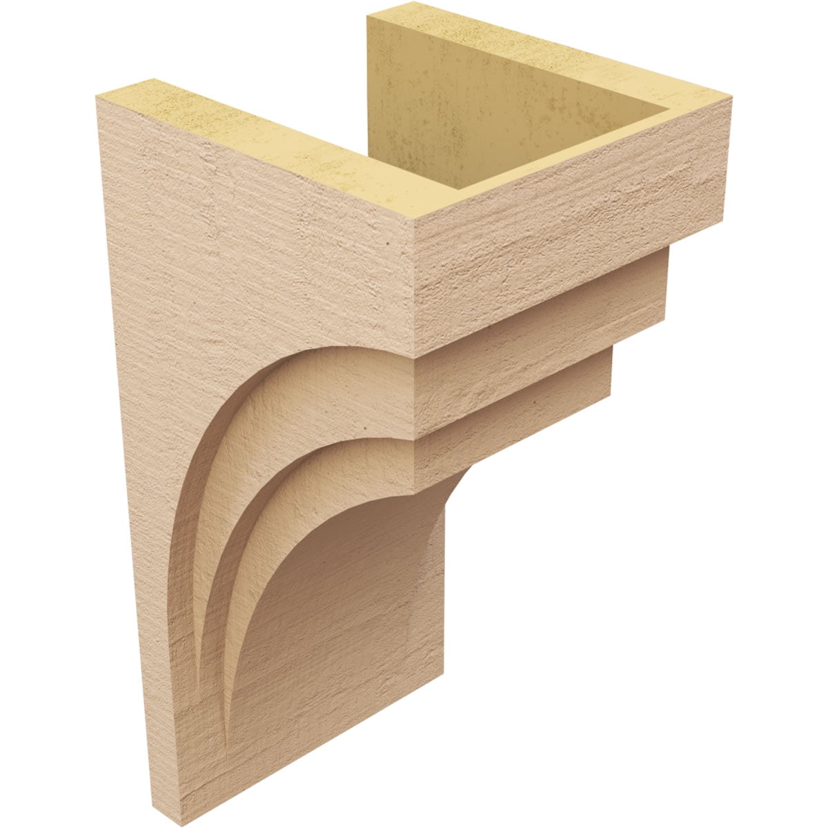 12"W x 12"D x 24"H Wide Rockford Rough Cedar Woodgrain TimberThane Corbel, Primed Tan