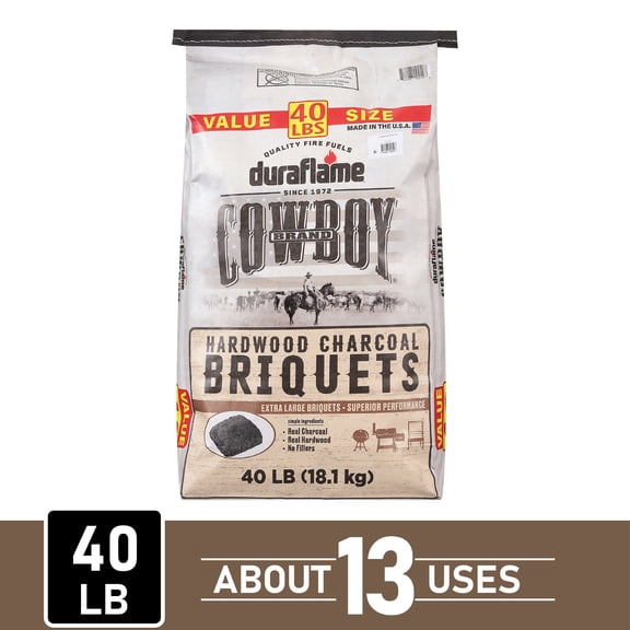 Cowboy Hardwood Charcoal Briquets, 40 LB