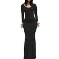 thumbnail image 1 of xiaxaixu Robes pour Femmes, Robe Décontractée Couleur Unie à Manches Longues Col Rond Coupe Ajustée Robe Longue pour la Maison, 1 of 7