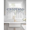 thumbnail image 2 of Half Window Curtain 36 Inches Long, Blue Eucalyptus Window Treatment Curtain Drapes, Farmhouse Flowers Leaf White Watercolor Small Tier Curtains for Bathroom Over Sink, 27.5"x36", 2 Panels, 2 of 7