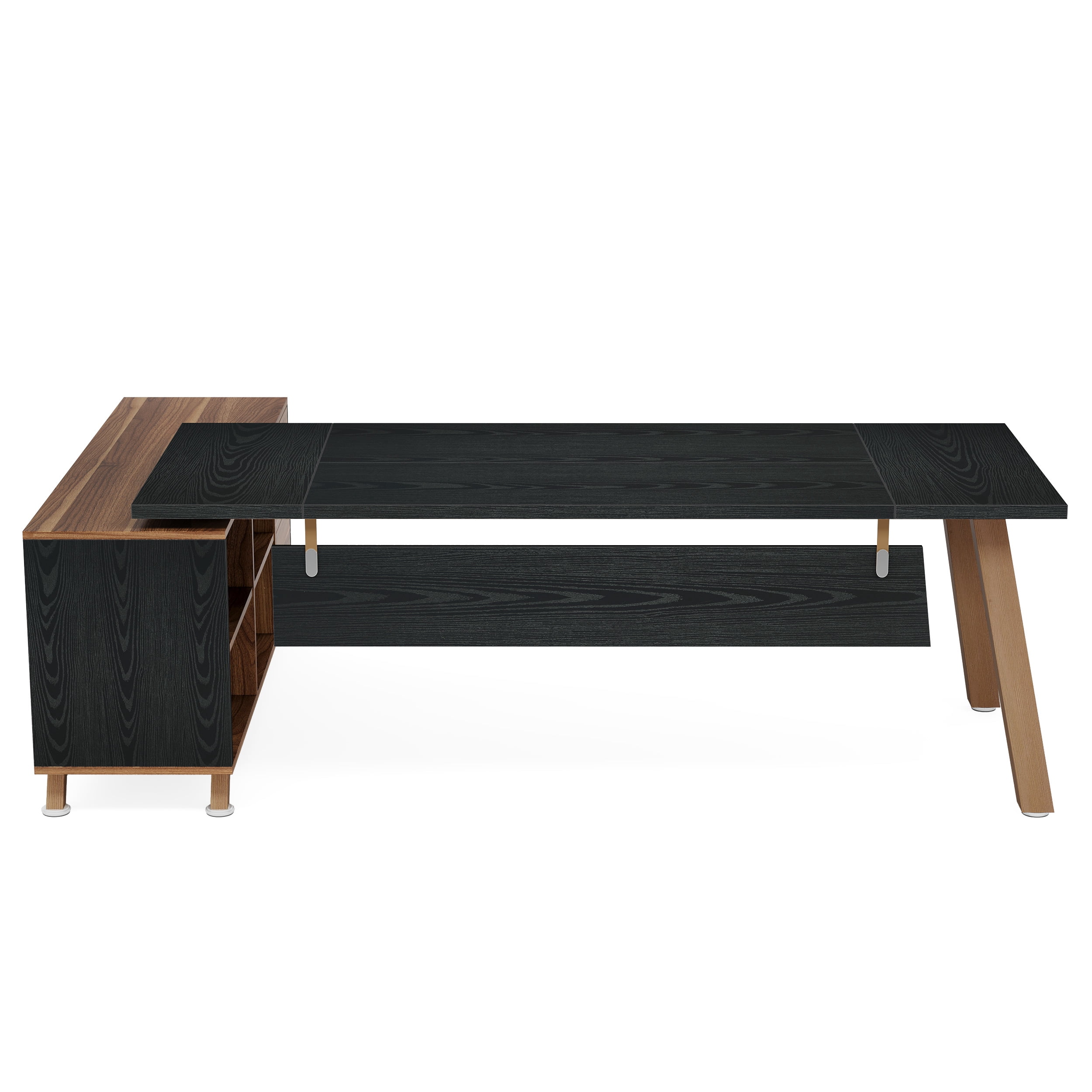 Fnova 78" L-Shaped Executive Desk with Drawers and Open Storage, Modern Large Corner Computer Desk Writing Desk for Home Office
