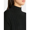 thumbnail image 4 of Time and Tru Women's Ribbed Mock Neck Sweater, Lightweight, Sizes XS-XXXL, 4 of 5