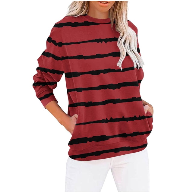 Ailaofu Women's Fall Winter T-Shirts Casual Long Sleeve Crewneck Tunic Tops Loose Comfy Blouse