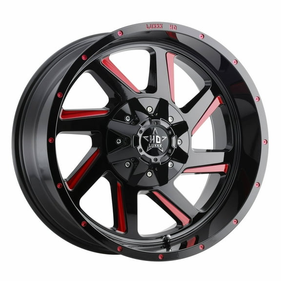 LHD14 18X9 8165/170  6 125 Gloss Black Red Milling