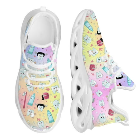 

Dental Sneakers Lightweight Tooth Design Mesh Swing Sneakers for Women Comfort Lace-up Cushion Footwear Zapatillas