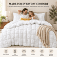 thumbnail image 4 of Unikome King Comforter Set, Soft Down Alternative Comforter with Puff Texture, All Season Cozy Bed Comforter with 2 Pillow Shams, Machine Washable, White, 4 of 7
